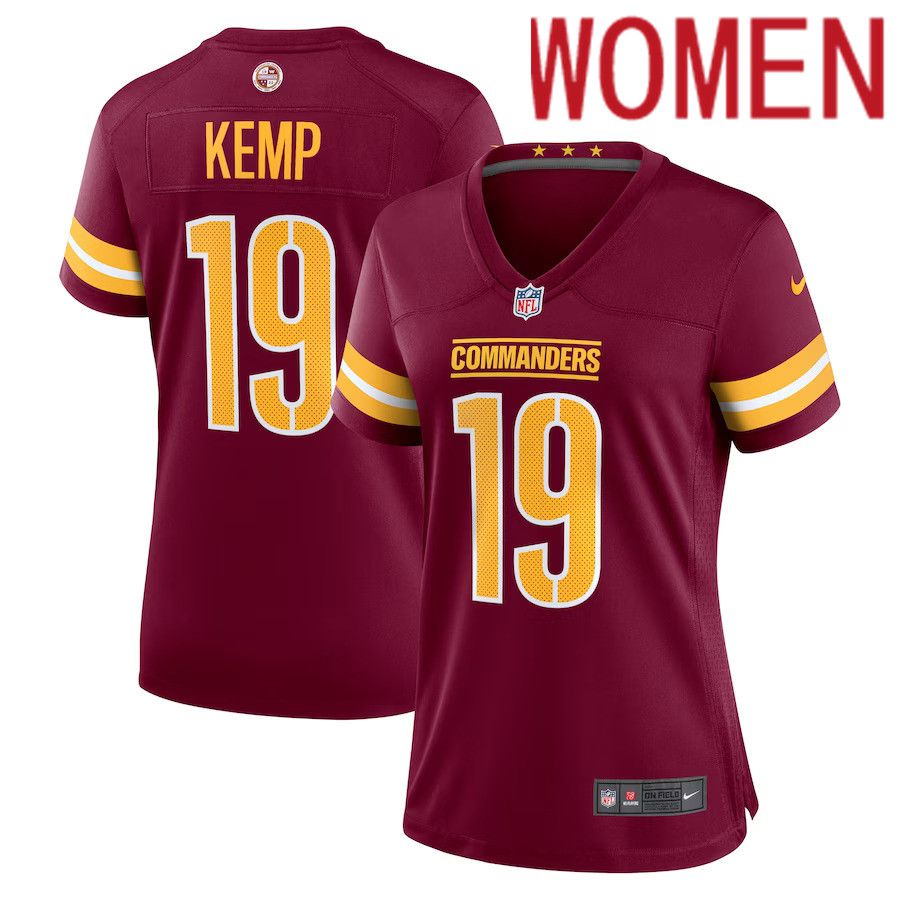 Women Washington Commanders 19 Marcus Kemp Nike Burgundy Game Player NFL Jersey